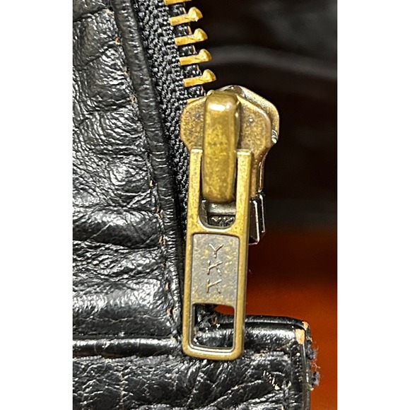 Rodeo Drive Leather Bomber Jacket Mens 46 Black Heavyweight YKK Rugged Luxury - Picture 7 of 13